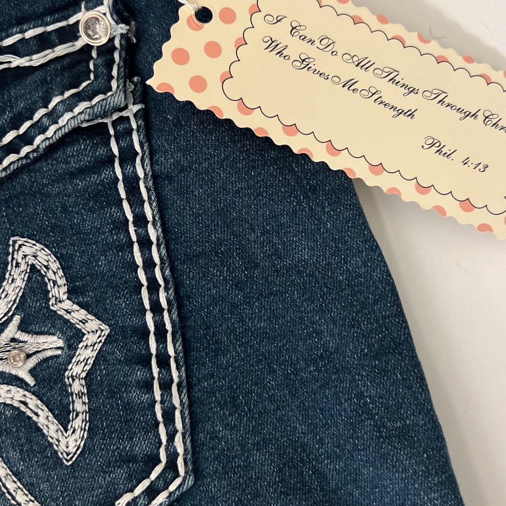 NWT P4:13 35 Cross Rhinestones Stitched Straight Leg Jeans Western Cowgirl - Picture 6 of 6
